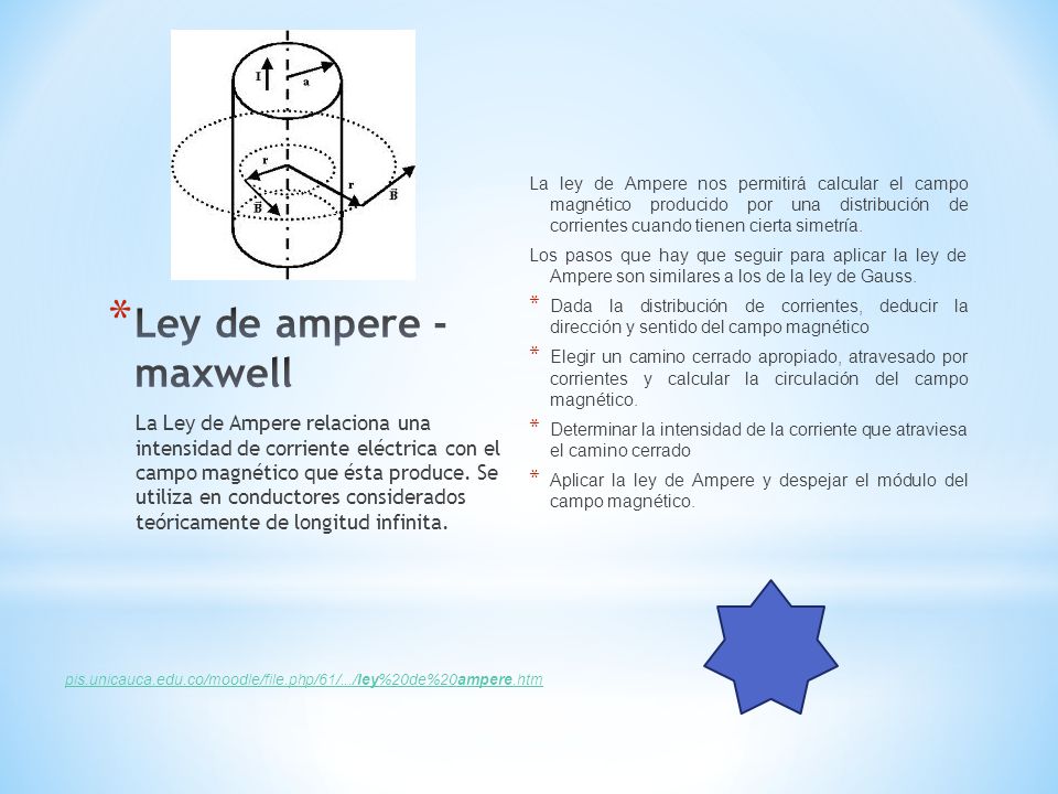 La ley de Ampere nos permitirá calcular el campo magnético producido por una distribución de corrientes cuando tienen cierta simetría.