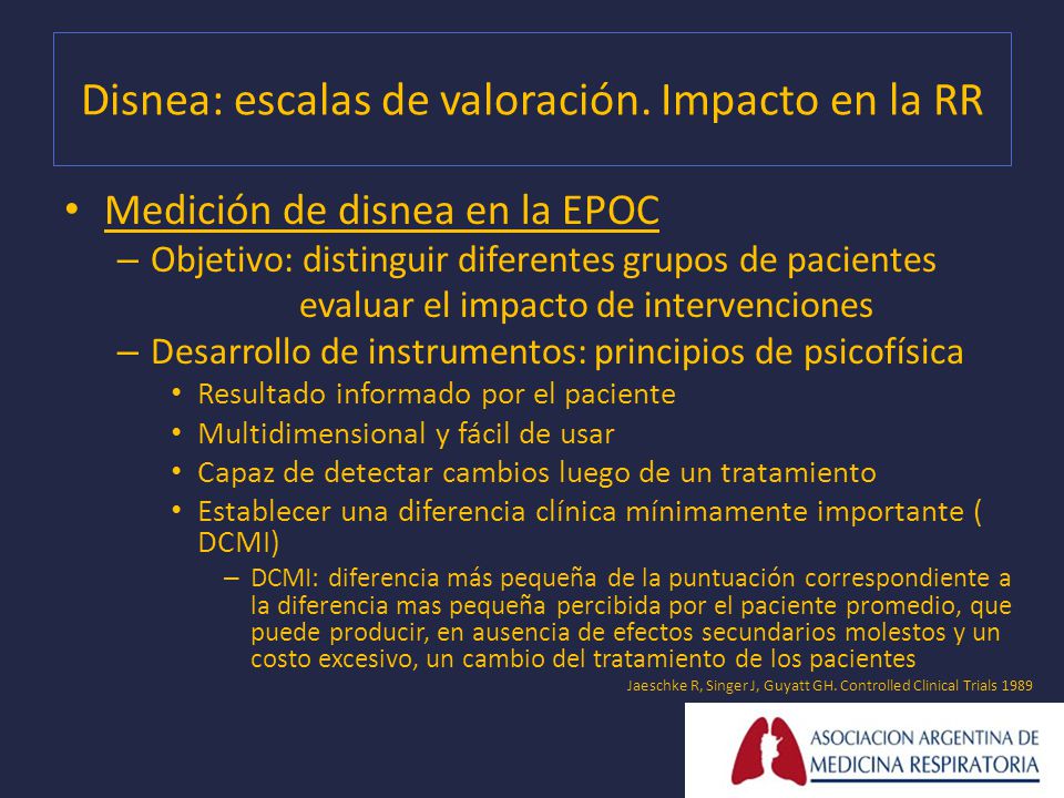 Disnea: escalas de valoración. Impacto en la RR