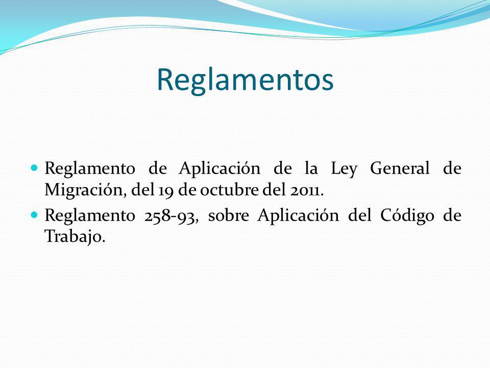 Reglamentos Reglamento de Aplicación de la Ley General de Migración, del 19 de octubre del