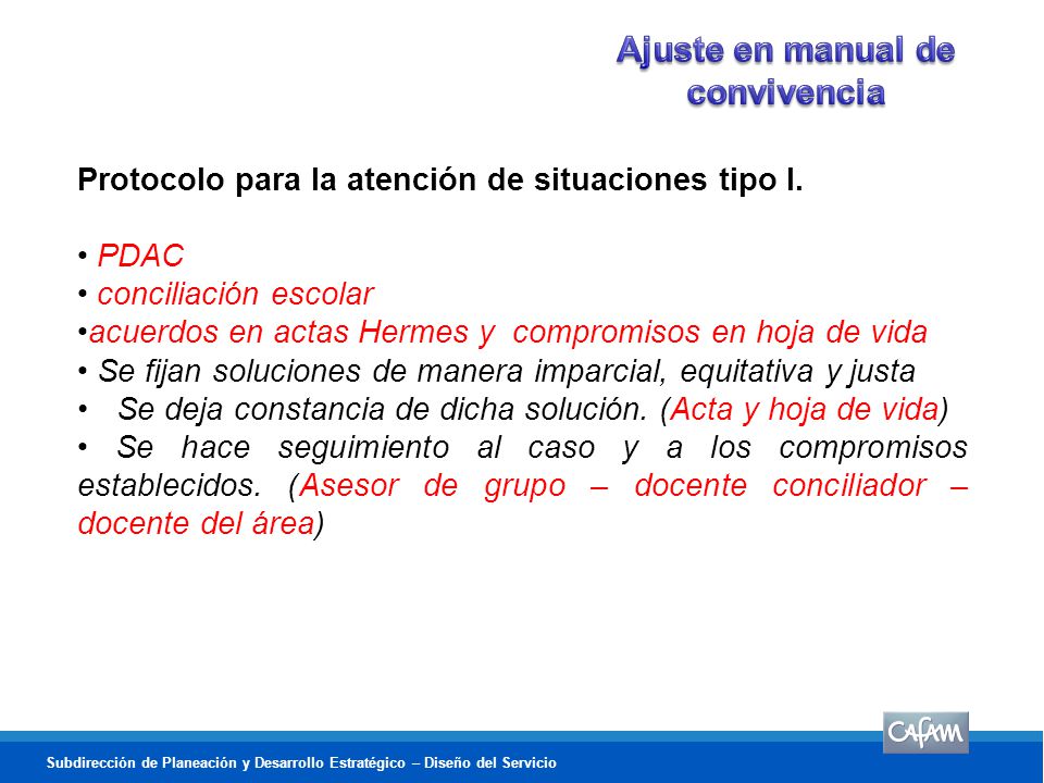 Ajuste en manual de convivencia
