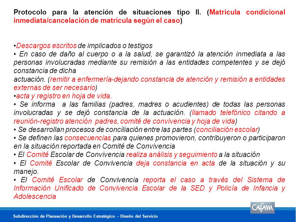 Protocolo para la atención de situaciones tipo II