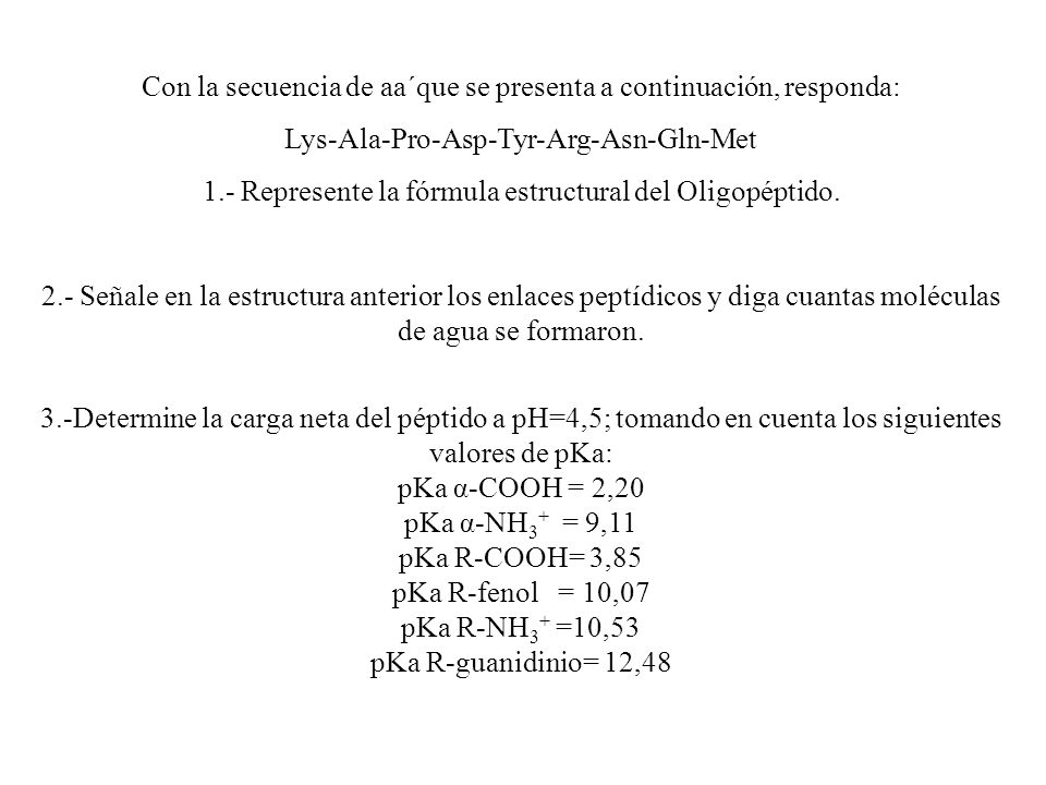 Con la secuencia de aa´que se presenta a continuación, responda:
