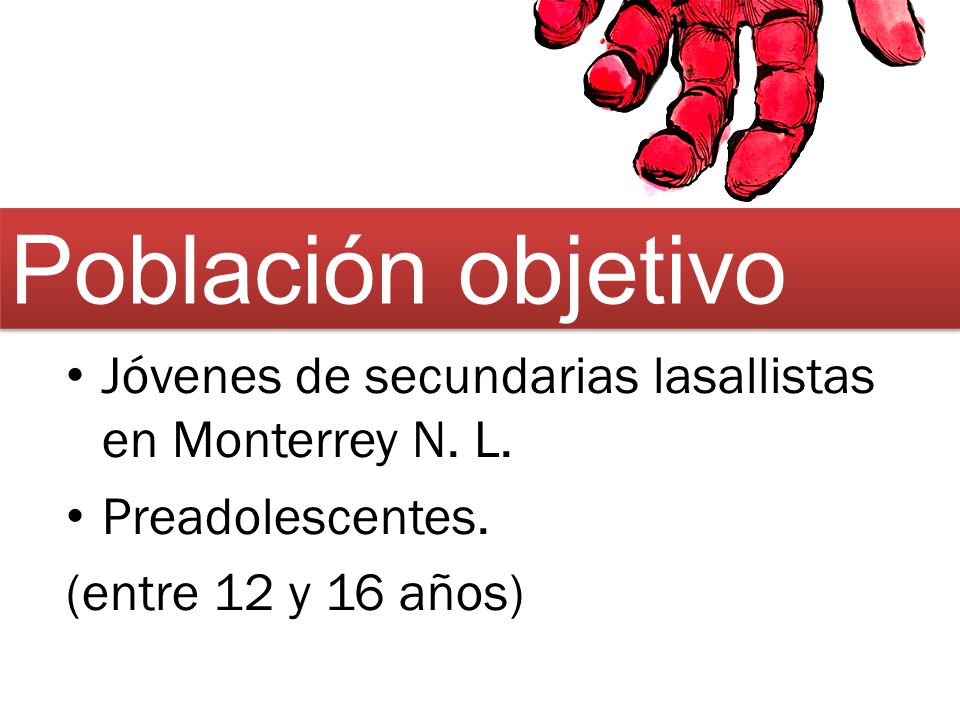 Población objetivo Jóvenes de secundarias lasallistas en Monterrey N.