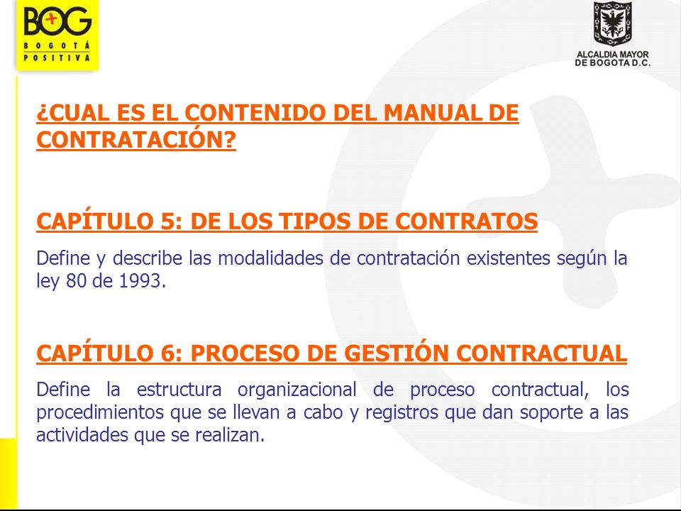 ¿CUAL ES EL CONTENIDO DEL MANUAL DE CONTRATACIÓN