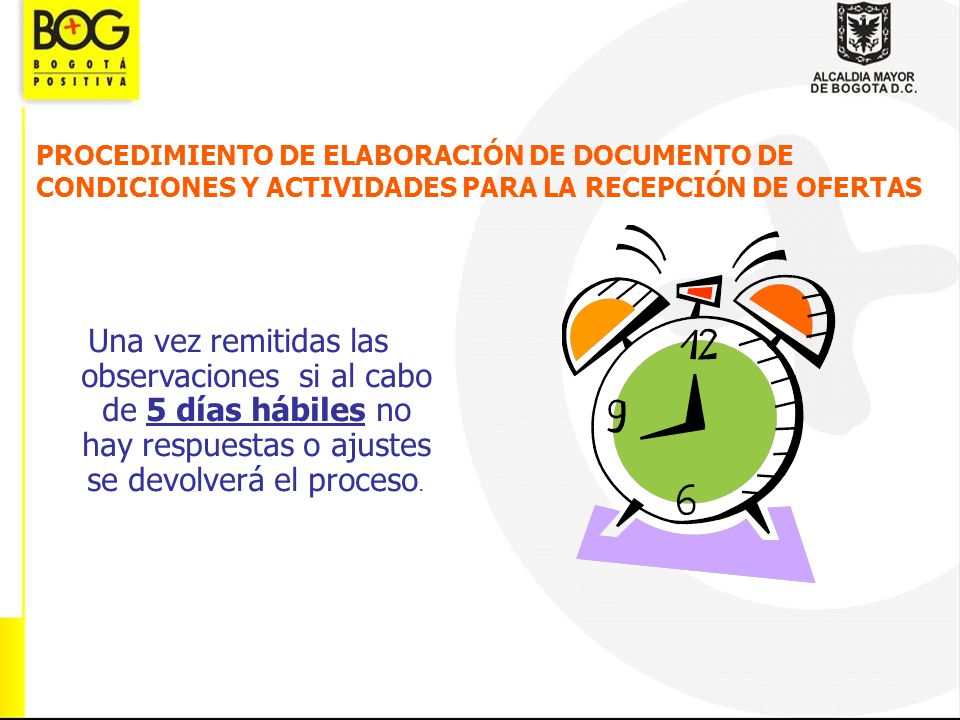 PROCEDIMIENTO DE ELABORACIÓN DE DOCUMENTO DE CONDICIONES Y ACTIVIDADES PARA LA RECEPCIÓN DE OFERTAS