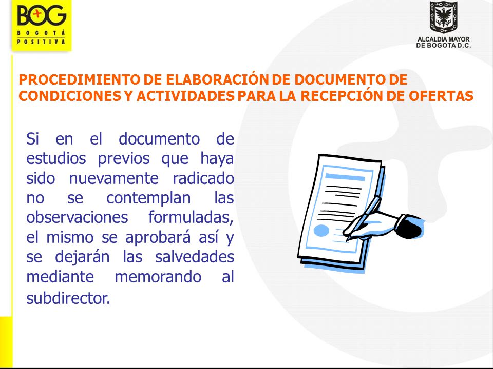 PROCEDIMIENTO DE ELABORACIÓN DE DOCUMENTO DE CONDICIONES Y ACTIVIDADES PARA LA RECEPCIÓN DE OFERTAS