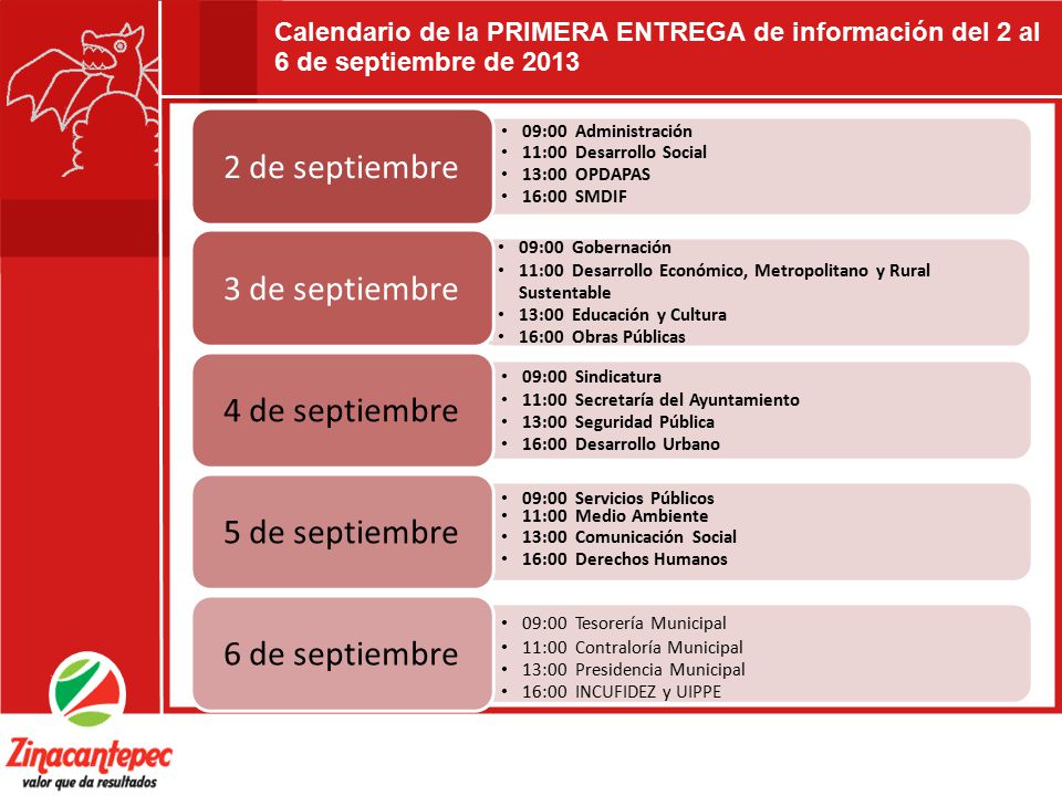 2 de septiembre 3 de septiembre 4 de septiembre 5 de septiembre