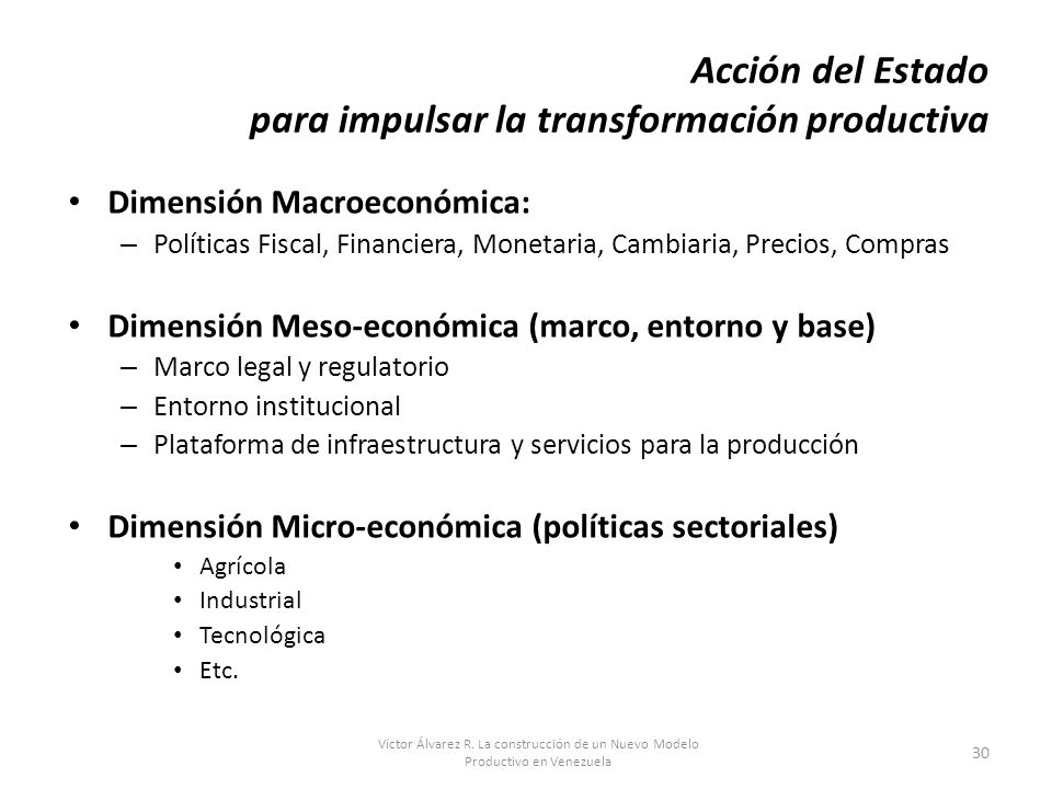 Acción del Estado para impulsar la transformación productiva