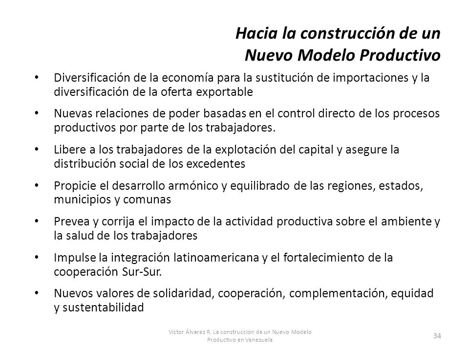 Hacia la construcción de un Nuevo Modelo Productivo