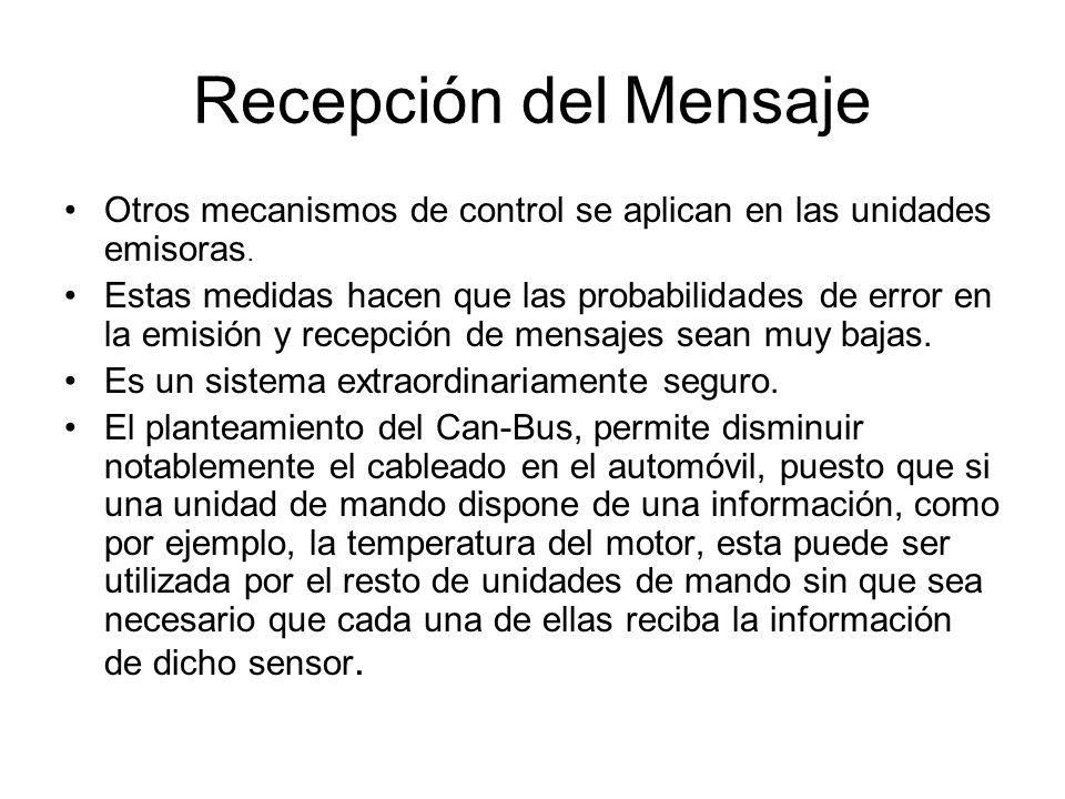 Recepción del Mensaje Otros mecanismos de control se aplican en las unidades emisoras.