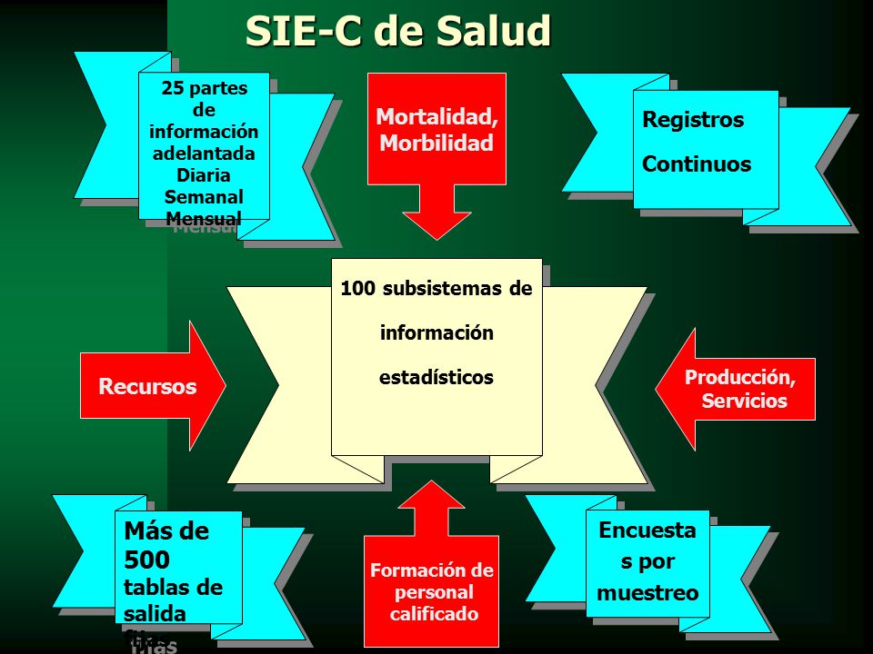 SIE-C de Salud Más de 500 tablas de salida fijas Registros Continuos