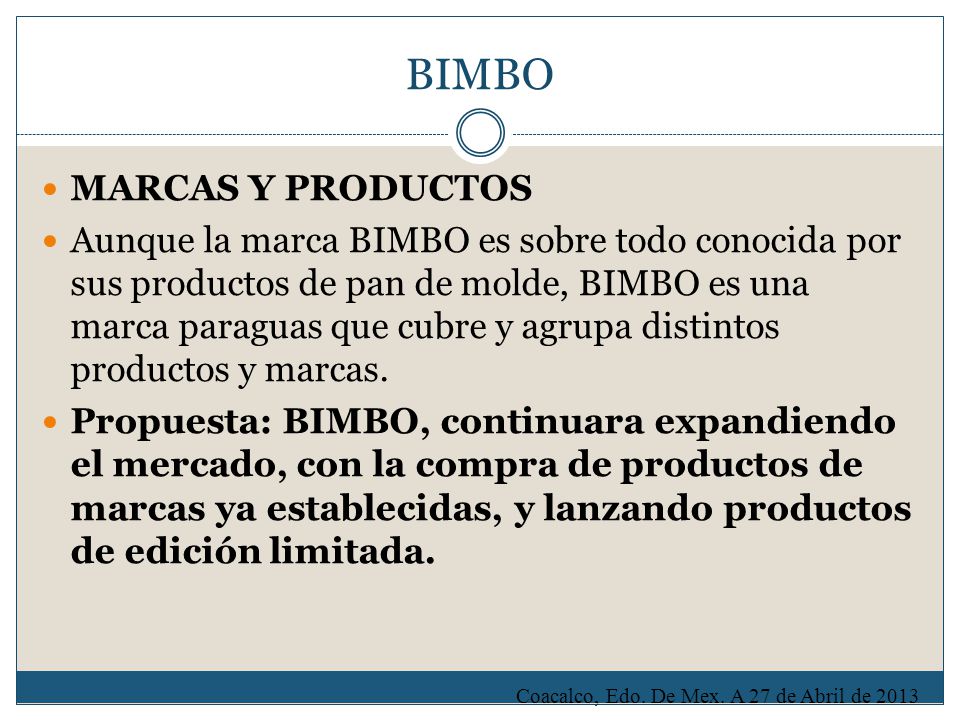 BIMBO MARCAS Y PRODUCTOS