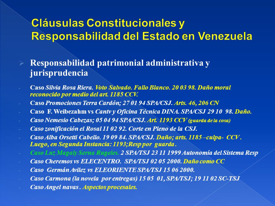 Cláusulas Constitucionales y Responsabilidad del Estado en Venezuela