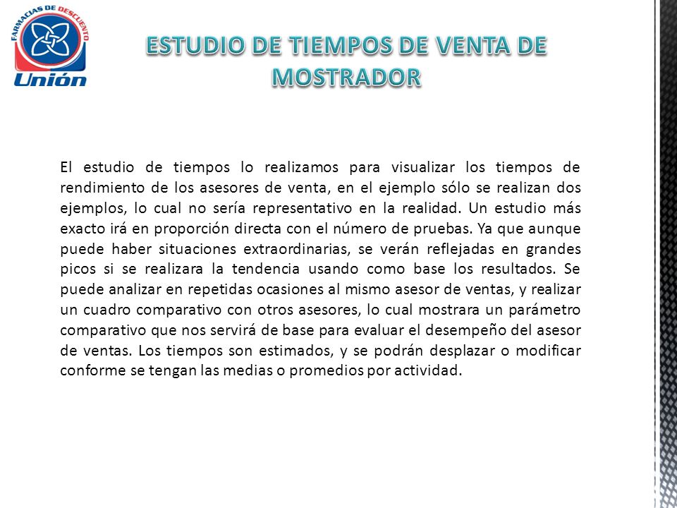 ESTUDIO DE TIEMPOS DE VENTA DE MOSTRADOR