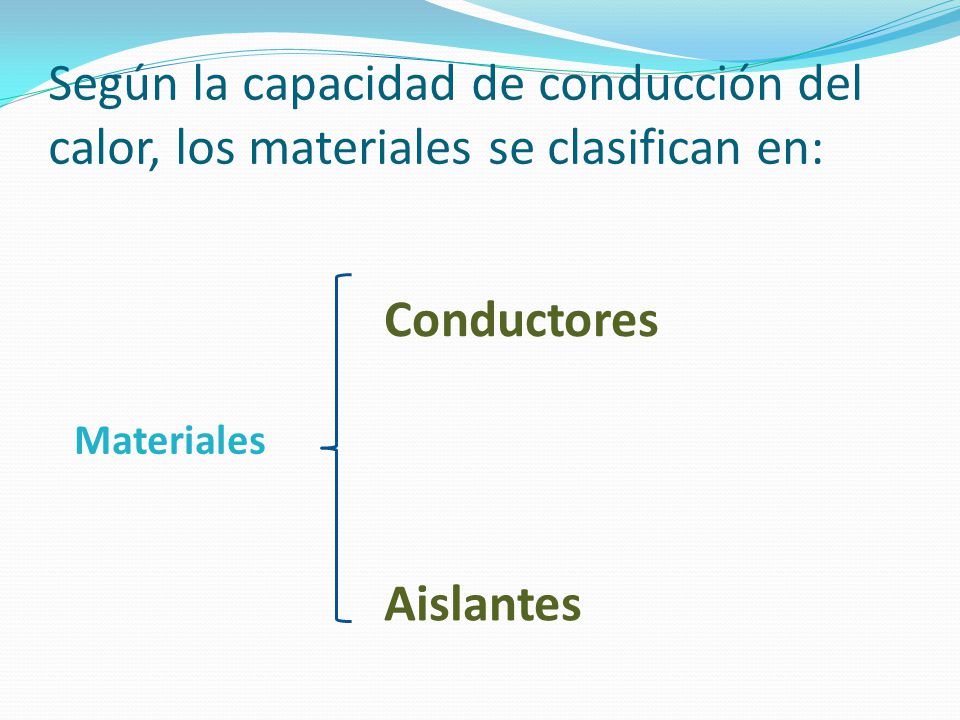 Según la capacidad de conducción del calor, los materiales se clasifican en: