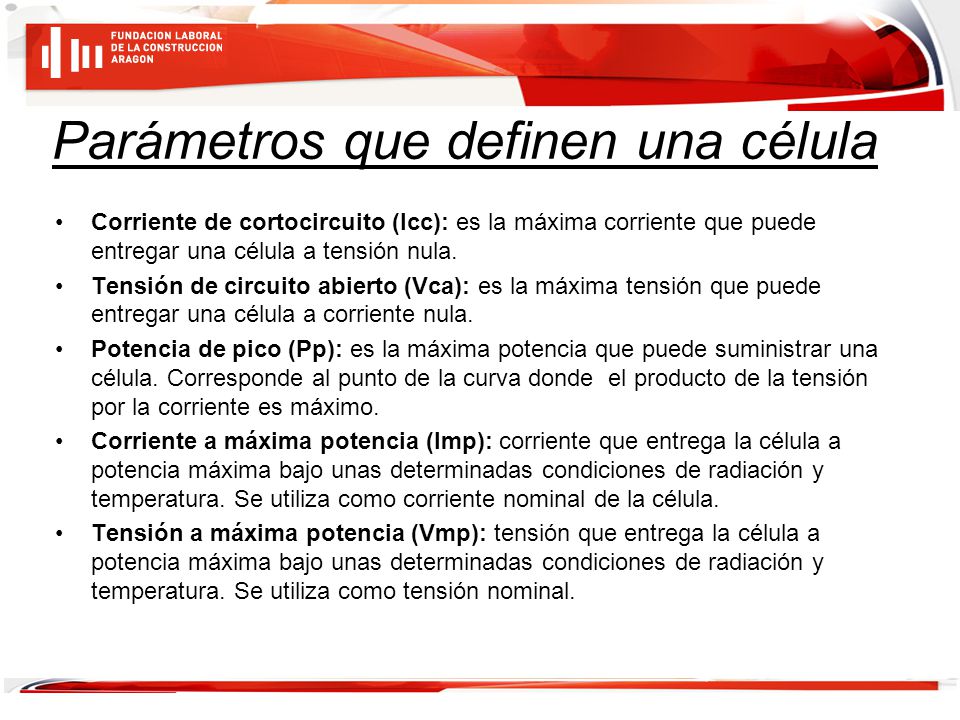 Parámetros que definen una célula