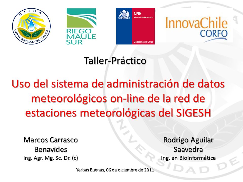 Taller-Práctico Uso del sistema de administración de datos meteorológicos on-line de la red de estaciones meteorológicas del SIGESH.