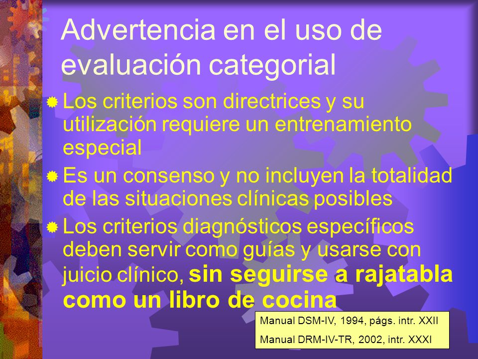 Advertencia en el uso de evaluación categorial