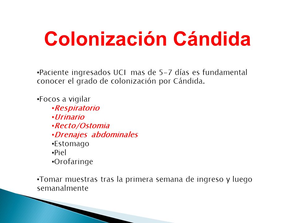 Colonización Cándida Paciente ingresados UCI mas de 5-7 días es fundamental conocer el grado de colonización por Cándida.