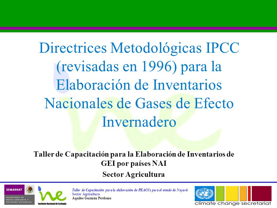 Directrices Metodológicas IPCC (revisadas en 1996) para la Elaboración de Inventarios Nacionales de Gases de Efecto Invernadero
