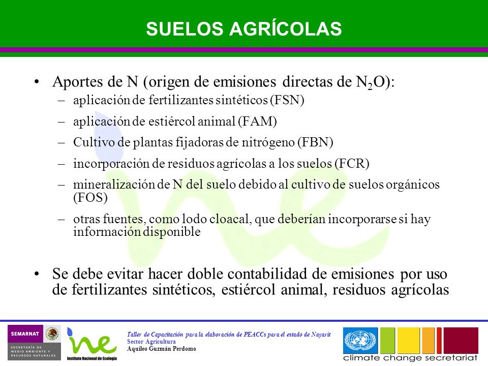 SUELOS AGRÍCOLAS Aportes de N (origen de emisiones directas de N2O):