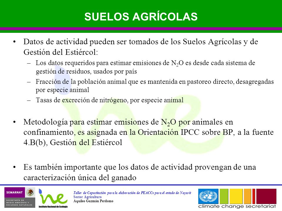 SUELOS AGRÍCOLAS Datos de actividad pueden ser tomados de los Suelos Agrícolas y de Gestión del Estiércol: