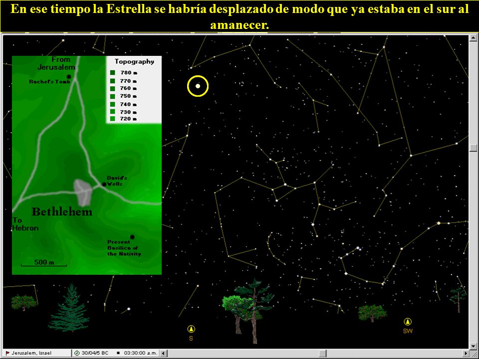En ese tiempo la Estrella se habría desplazado de modo que ya estaba en el sur al amanecer.