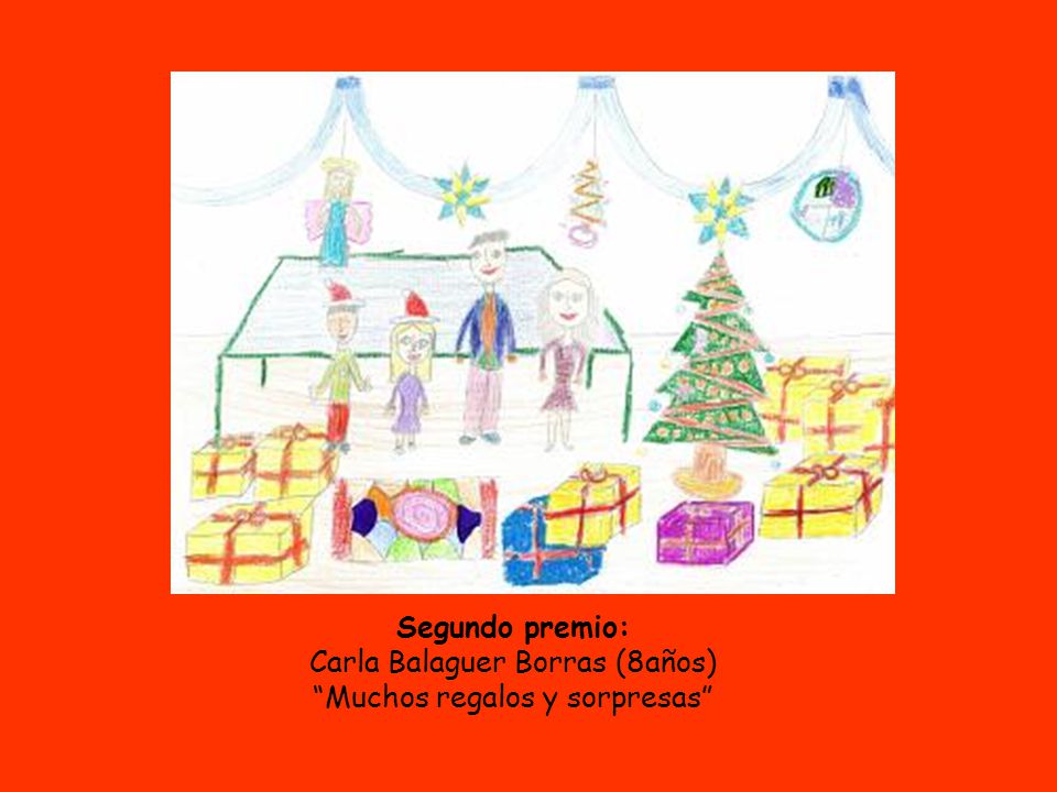 Segundo premio: Carla Balaguer Borras (8años) Muchos regalos y sorpresas