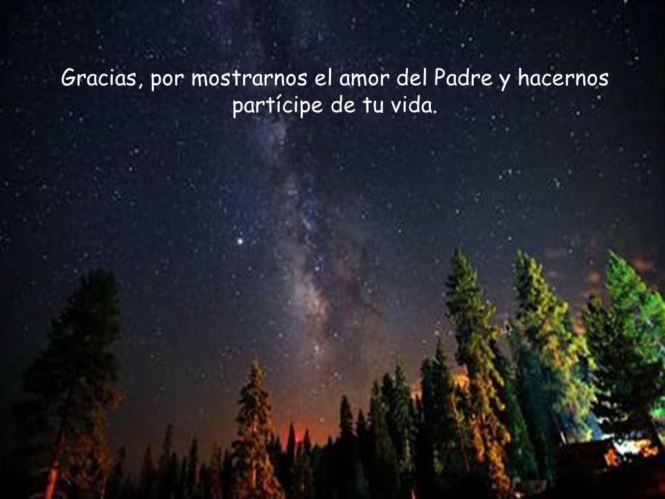 Gracias, por mostrarnos el amor del Padre y hacernos partícipe de tu vida.