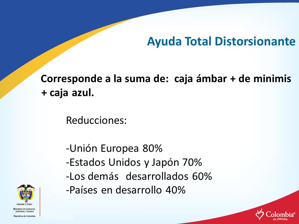 Corresponde a la suma de: caja ámbar + de minimis
