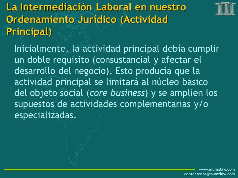 La Intermediación Laboral en nuestro Ordenamiento Jurídico (Actividad Principal)