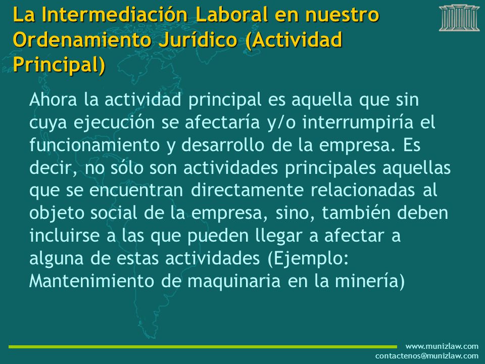 La Intermediación Laboral en nuestro Ordenamiento Jurídico (Actividad Principal)