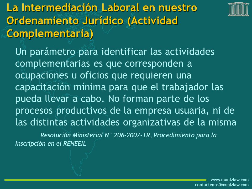 La Intermediación Laboral en nuestro Ordenamiento Jurídico (Actividad Complementaria)