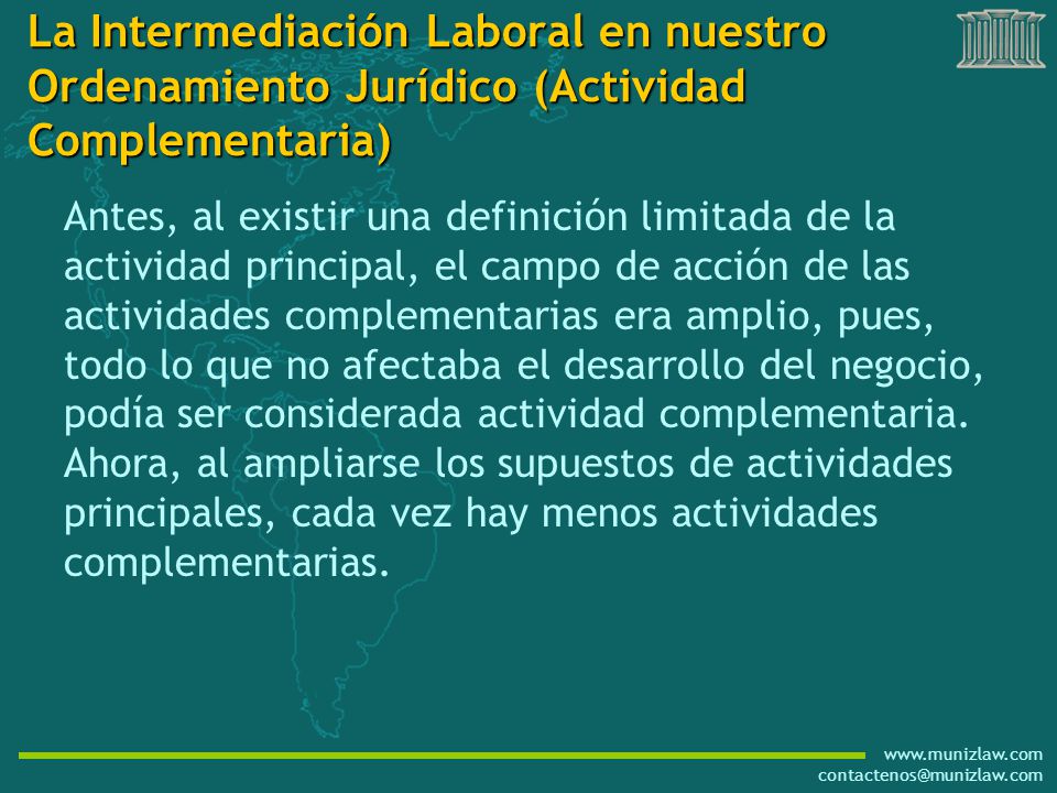 La Intermediación Laboral en nuestro Ordenamiento Jurídico (Actividad Complementaria)