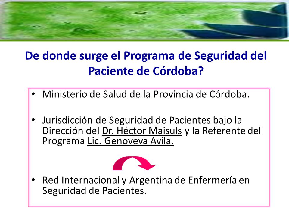 De donde surge el Programa de Seguridad del Paciente de Córdoba