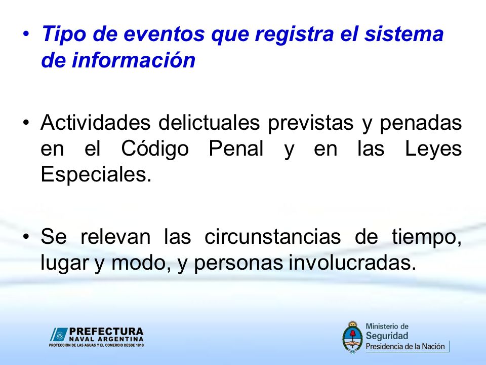 Tipo de eventos que registra el sistema de información