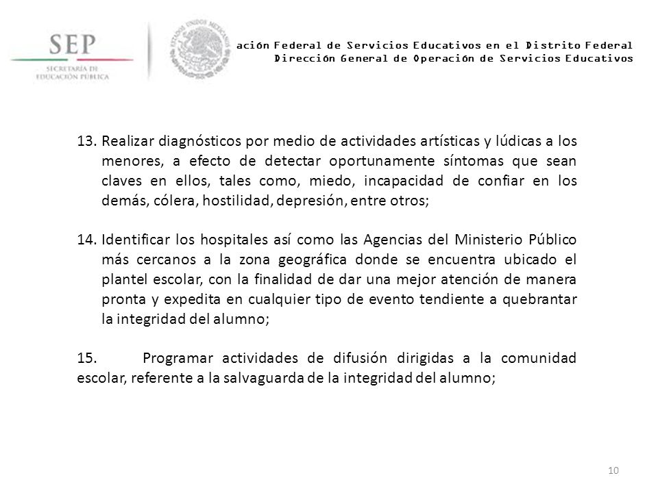 Administración Federal de Servicios Educativos en el Distrito Federal Dirección General de Operación de Servicios Educativos