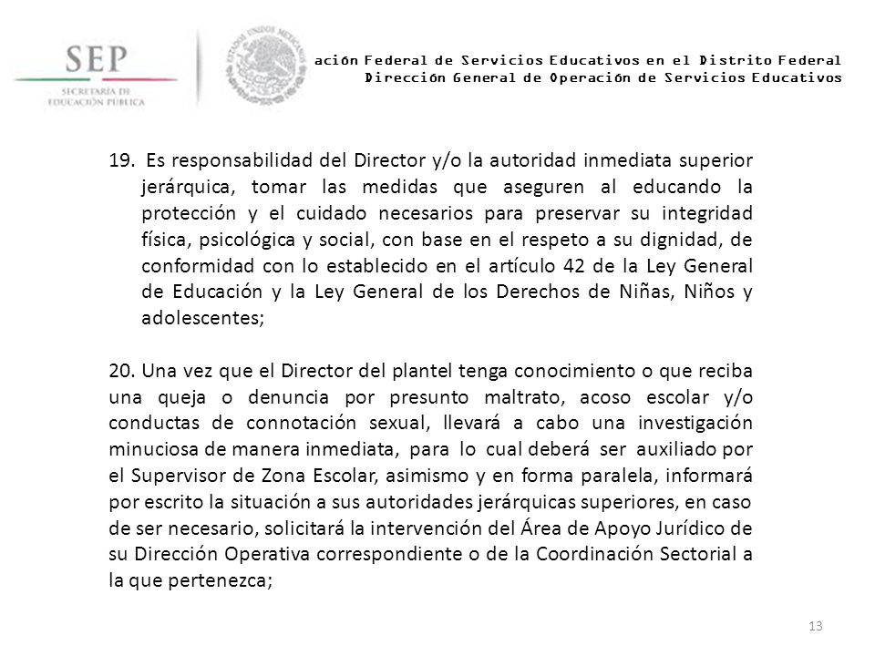 Administración Federal de Servicios Educativos en el Distrito Federal Dirección General de Operación de Servicios Educativos