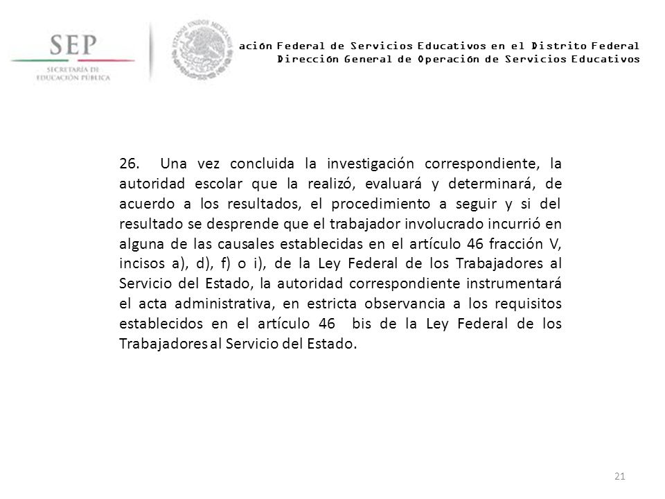 Administración Federal de Servicios Educativos en el Distrito Federal Dirección General de Operación de Servicios Educativos