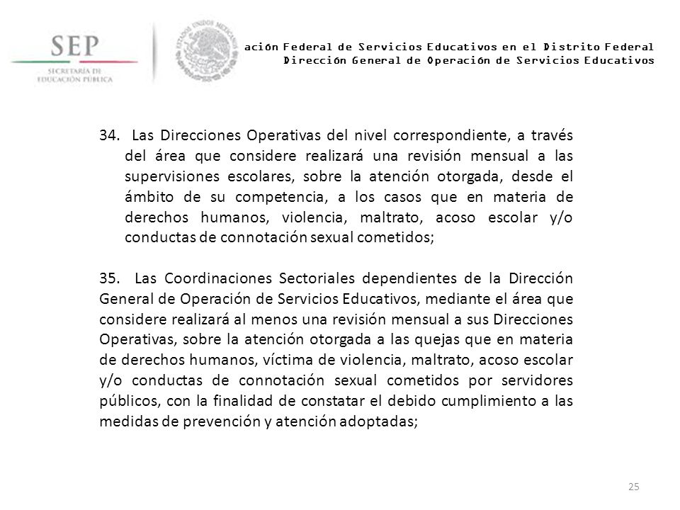 Administración Federal de Servicios Educativos en el Distrito Federal Dirección General de Operación de Servicios Educativos