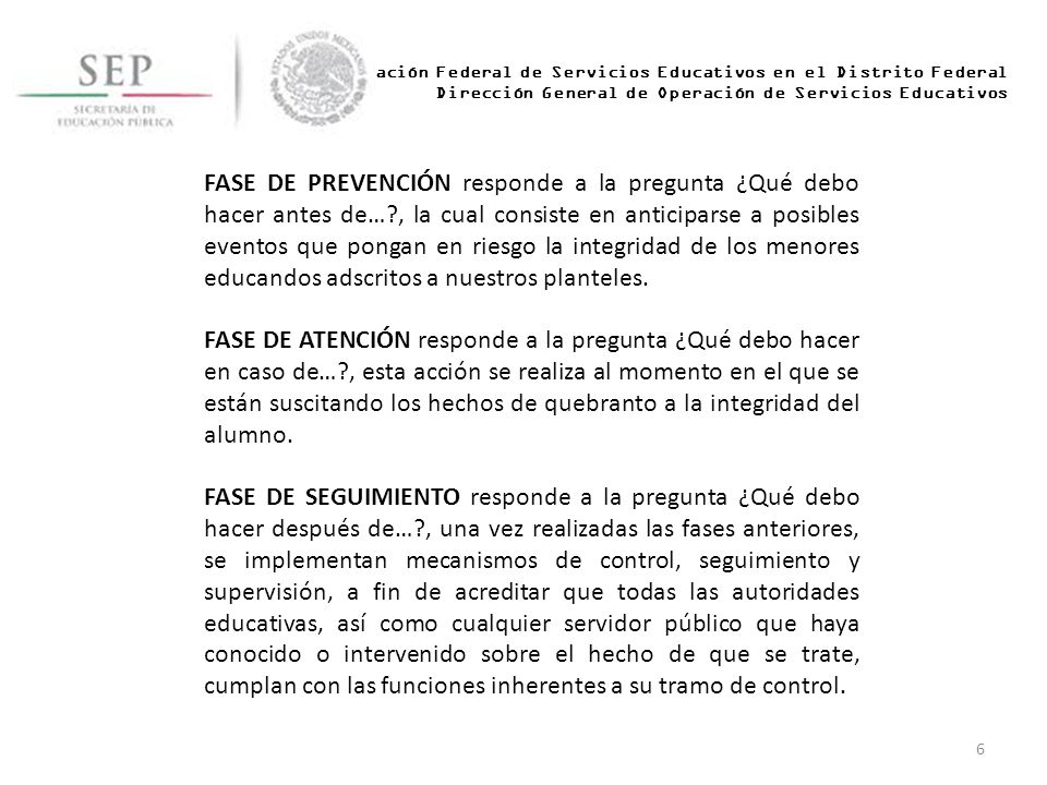 Administración Federal de Servicios Educativos en el Distrito Federal Dirección General de Operación de Servicios Educativos