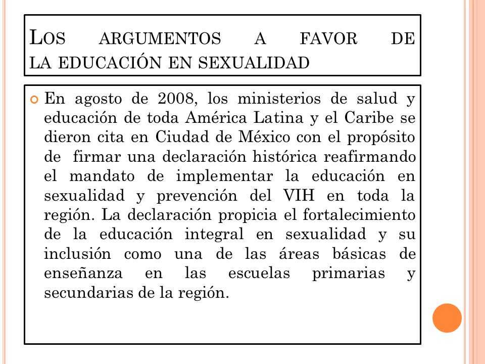 Los argumentos a favor de la educación en sexualidad