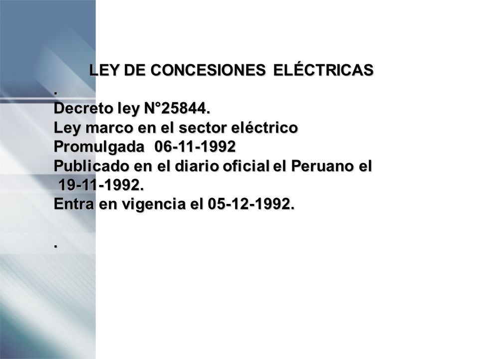 LEY DE CONCESIONES ELÉCTRICAS