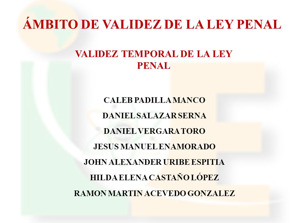ÁMBITO DE VALIDEZ DE LA LEY PENAL RAMON MARTIN ACEVEDO GONZALEZ