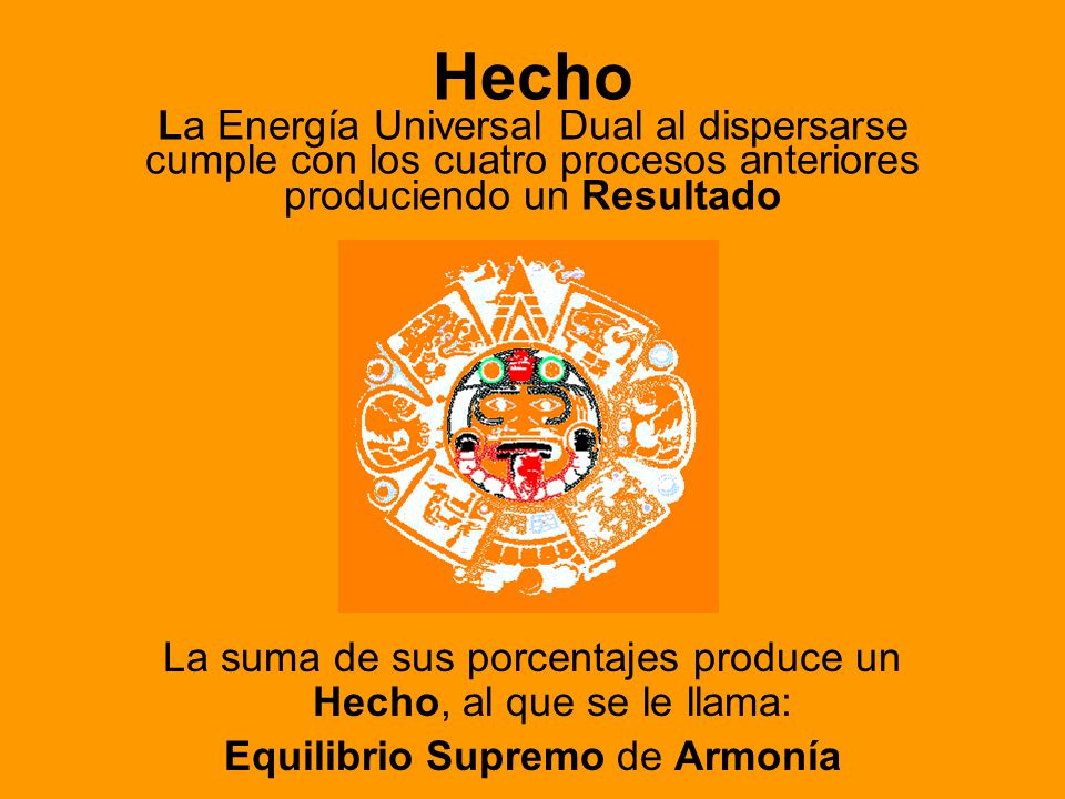Hecho La Energía Universal Dual al dispersarse cumple con los cuatro procesos anteriores produciendo un Resultado