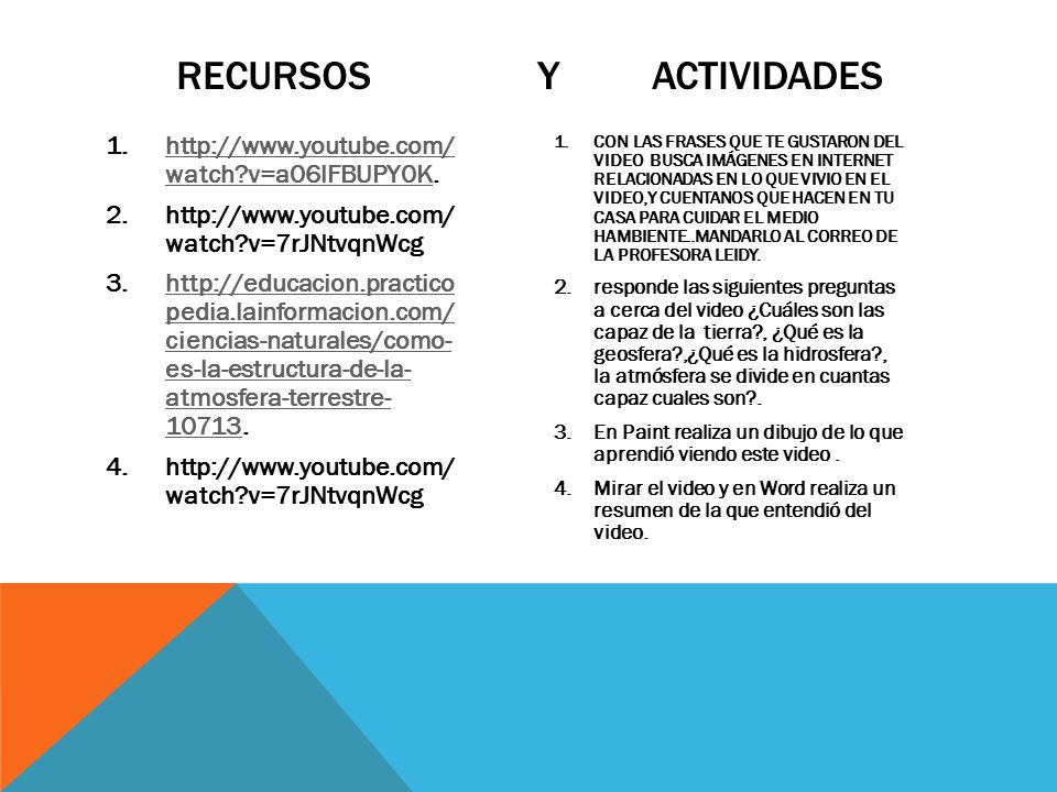 RECURSOS Y ACTIVIDADES