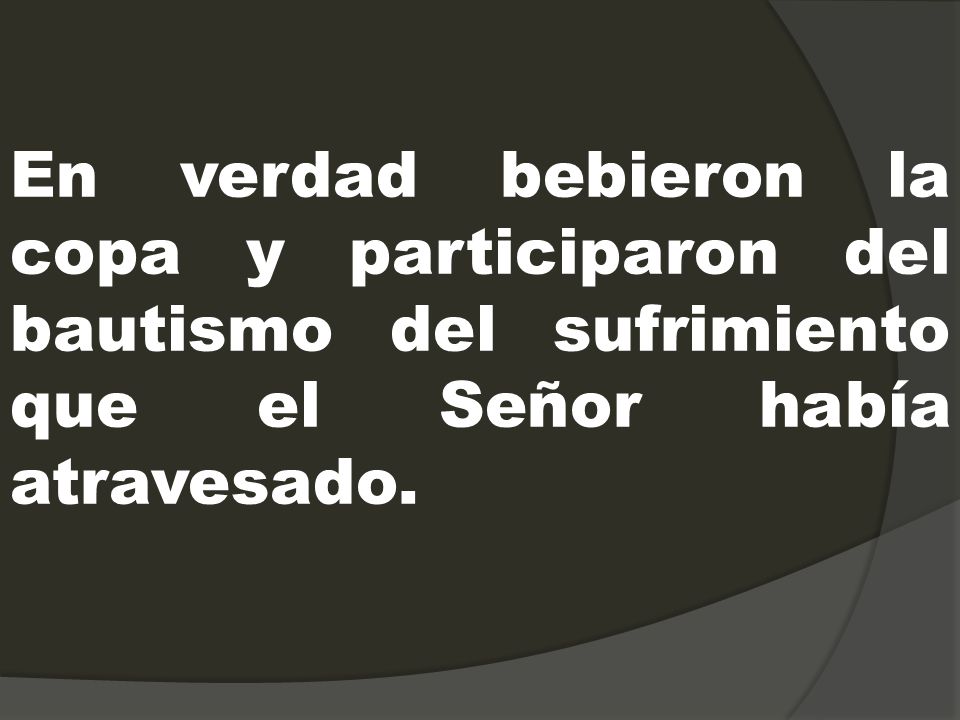 En verdad bebieron la copa y participaron del bautismo del sufrimiento que el Señor había atravesado.