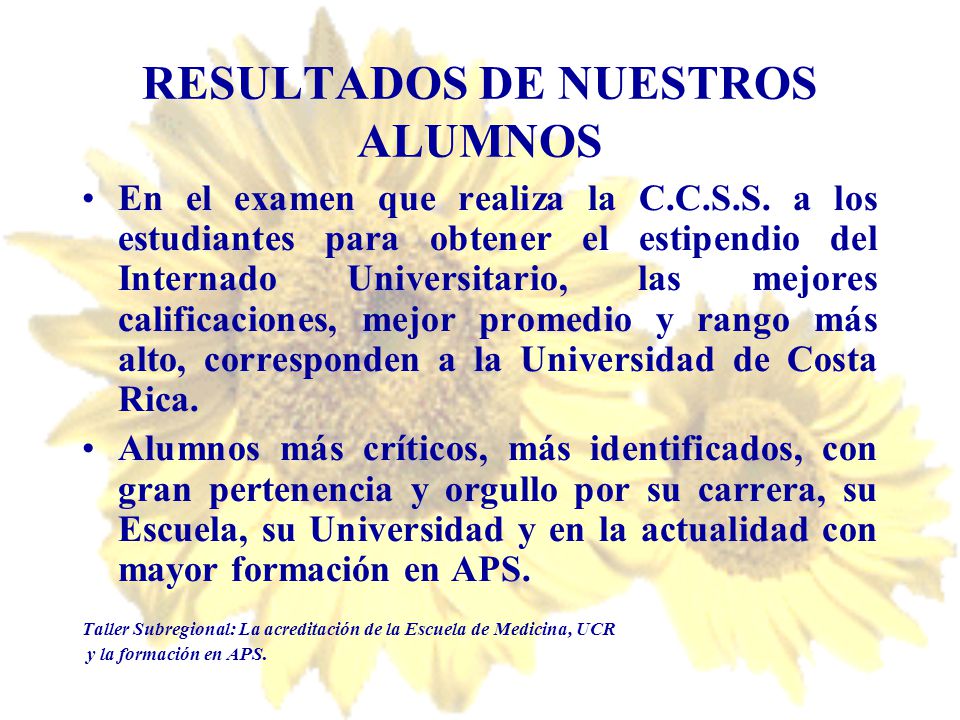 RESULTADOS DE NUESTROS ALUMNOS