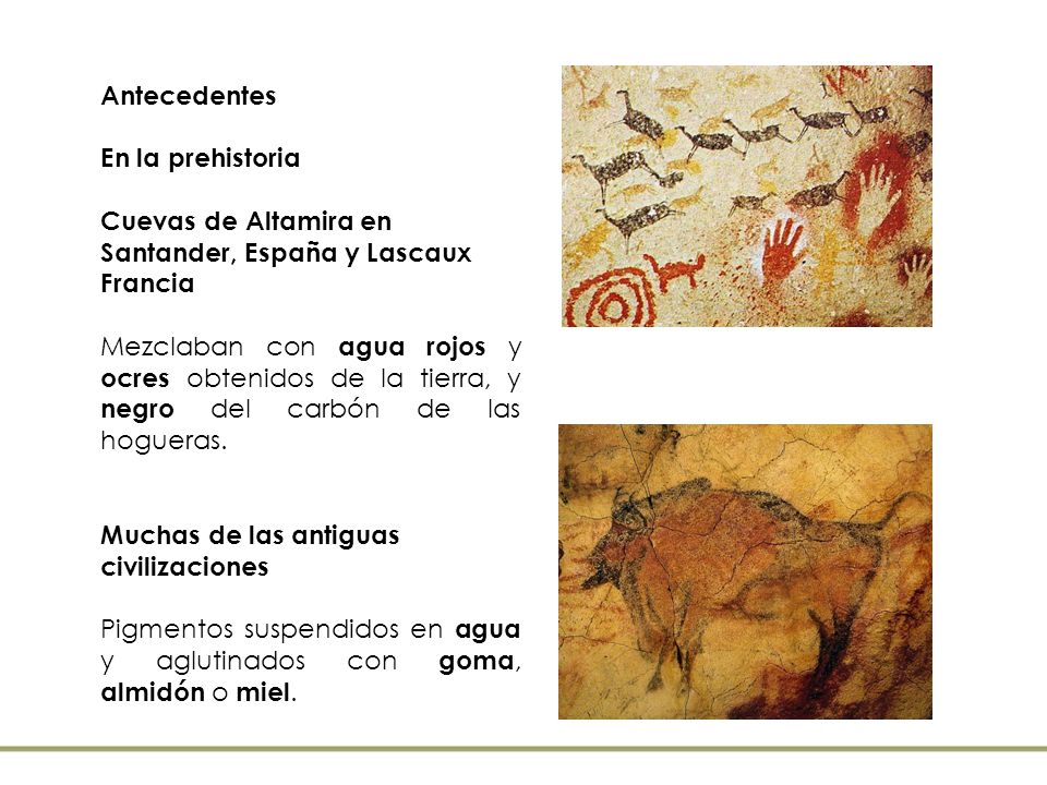 Antecedentes En la prehistoria. Cuevas de Altamira en Santander, España y Lascaux Francia.