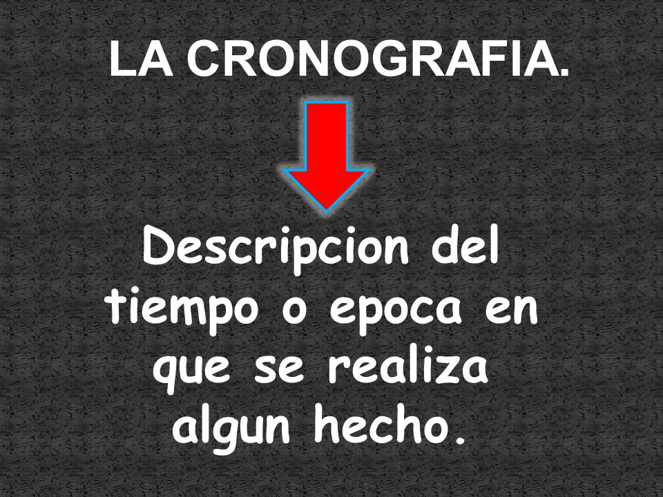Descripcion del tiempo o epoca en que se realiza algun hecho.